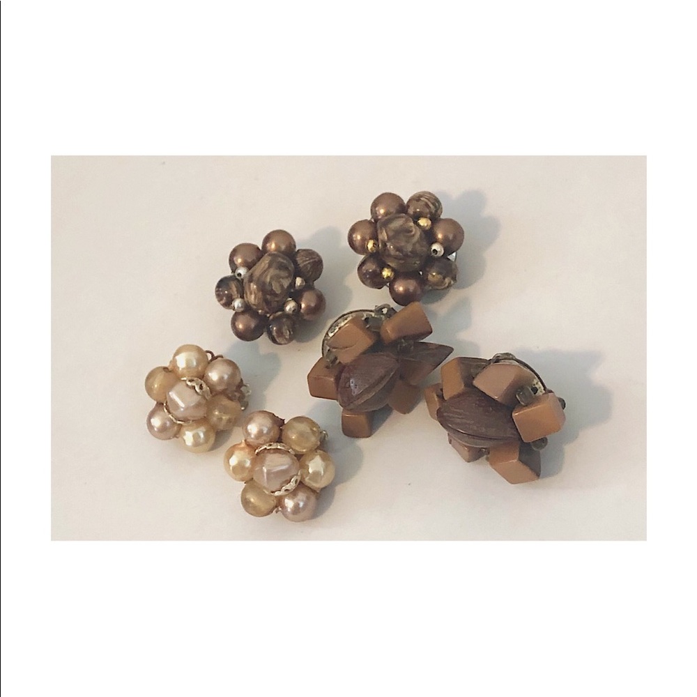 Vintage Beaded Clip On Earrings